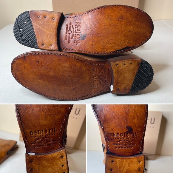 BED STU Tess Tan Distressed Leather Tall Riding Boots BEDSTU Size 8 - Picture 15 of 16